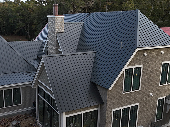 House exterior demonstrating building material installation example