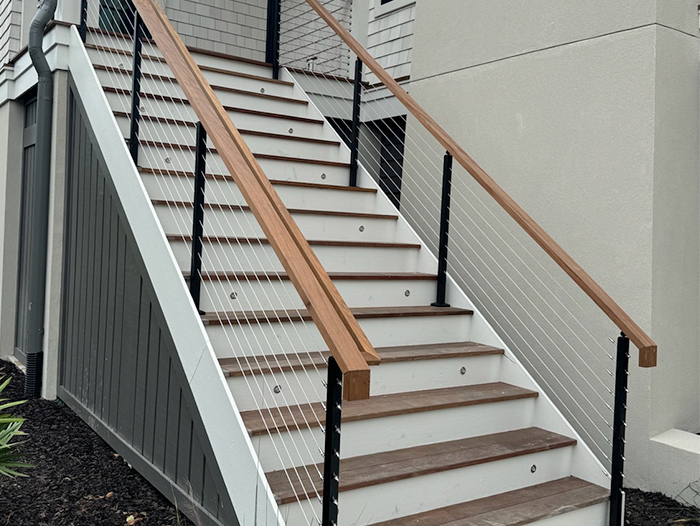 Outdoor wooden deck built using durable decking materials