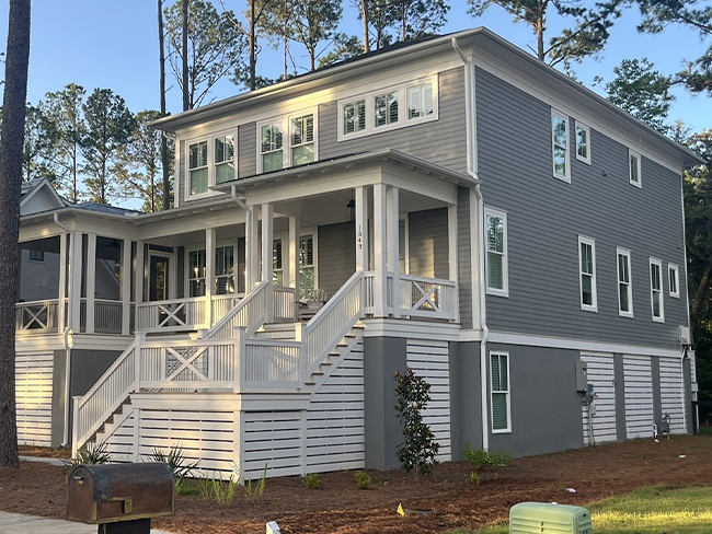 Fiber cement siding installed on residential home exterior