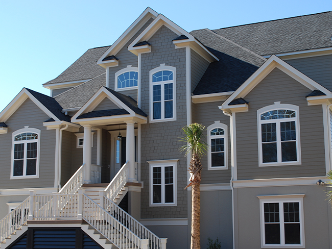 Residential building showcasing fiber cement siding installation